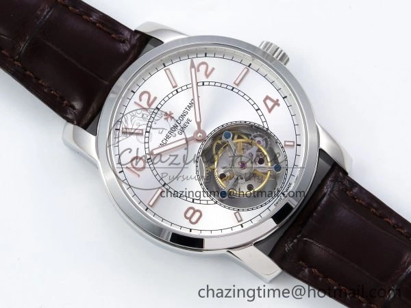 DailyWear Traditionnelle Tourbillon SS RMSF Best Edition Silver Dial on Brown Leather Strap 9862