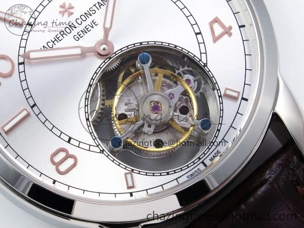 DailyWear Traditionnelle Tourbillon SS RMSF Best Edition Silver Dial on Brown Leather Strap 9862
