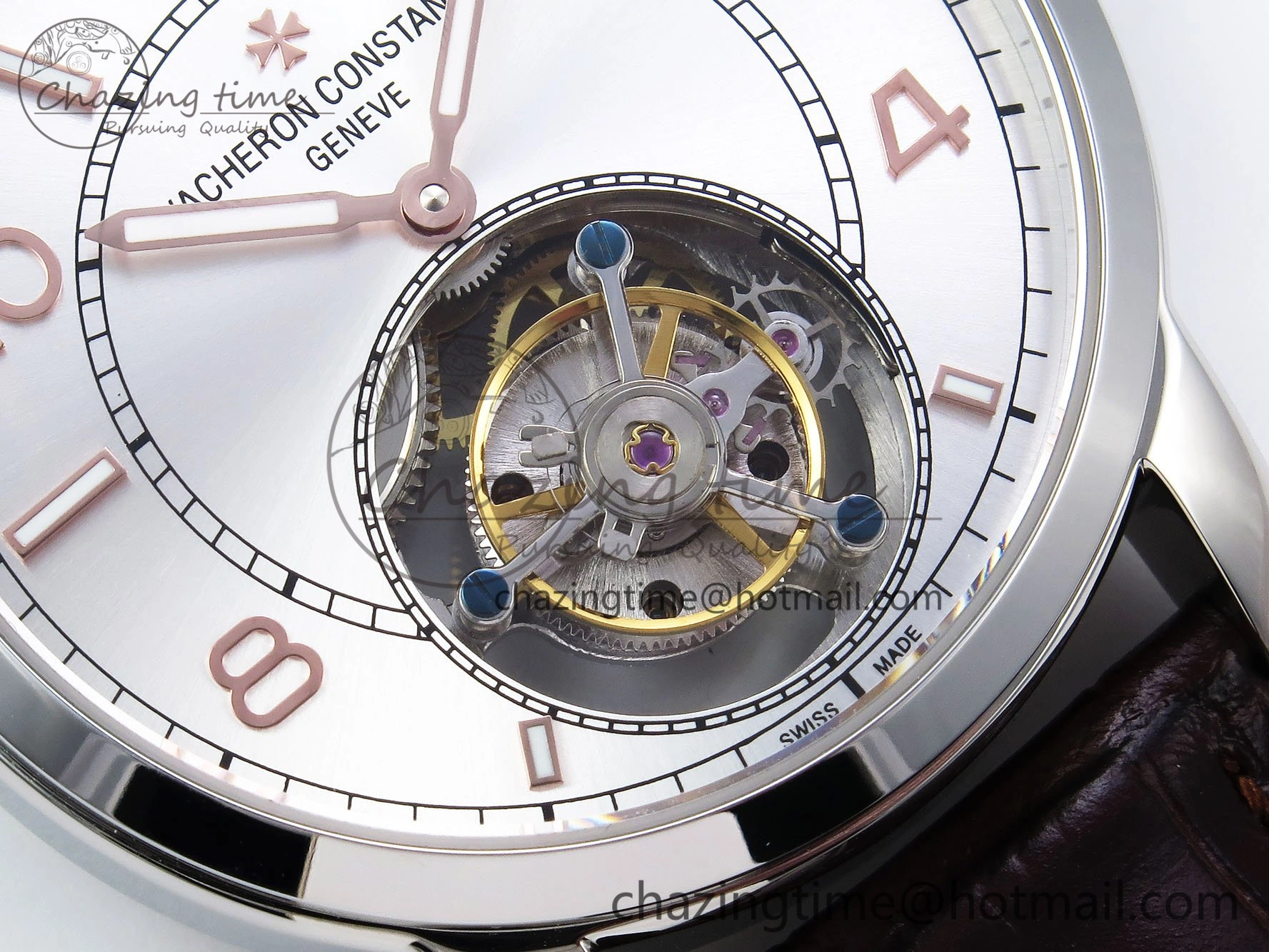 DailyWear Traditionnelle Tourbillon SS RMSF Best Edition Silver Dial on Brown Leather Strap 9862
