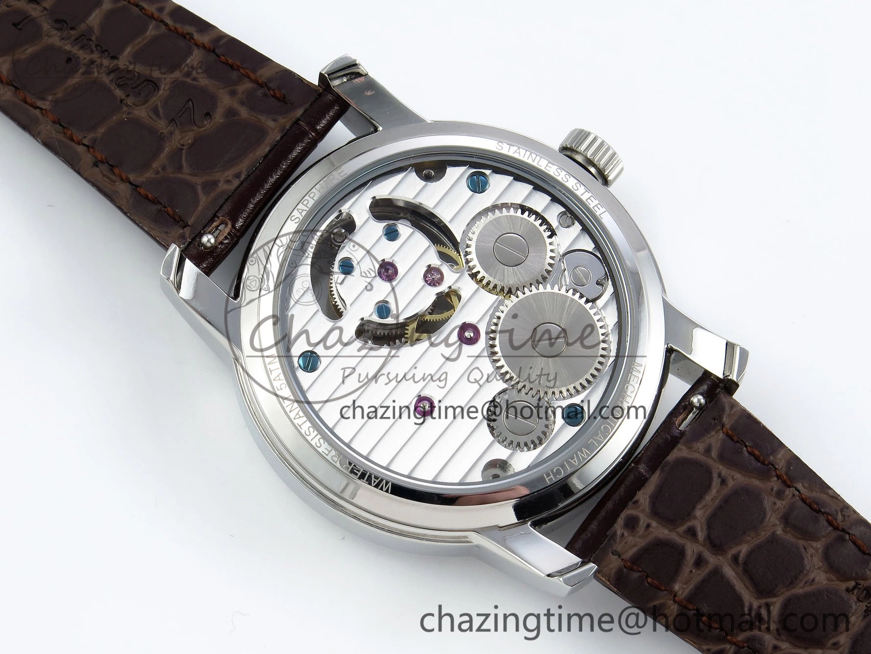 DailyWear Traditionnelle Tourbillon SS RMSF Best Edition Silver Dial on Brown Leather Strap 9862