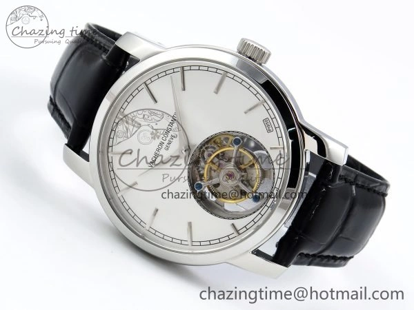 SmartChoice Traditionnelle Tourbillon SS RMSF Best Edition White Dial on Black Leather Strap 9861