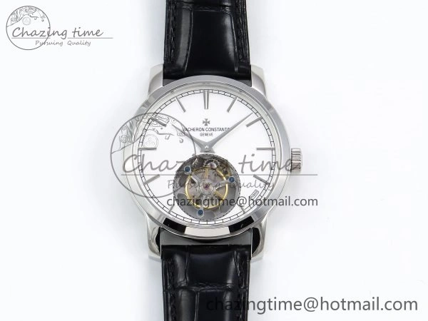 SmartChoice Traditionnelle Tourbillon SS RMSF Best Edition White Dial on Black Leather Strap 9861