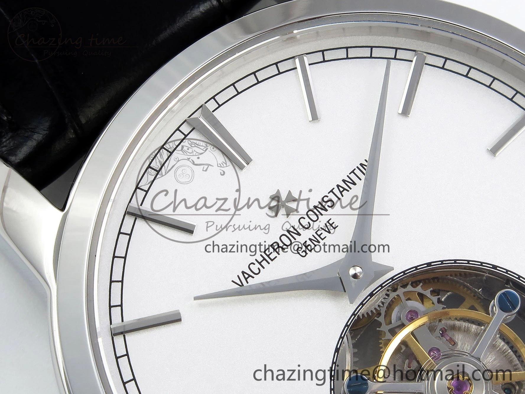 SmartChoice Traditionnelle Tourbillon SS RMSF Best Edition White Dial on Black Leather Strap 9861