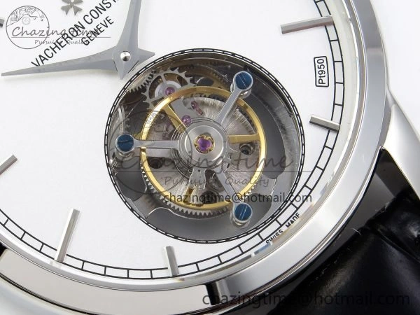 SmartChoice Traditionnelle Tourbillon SS RMSF Best Edition White Dial on Black Leather Strap 9861