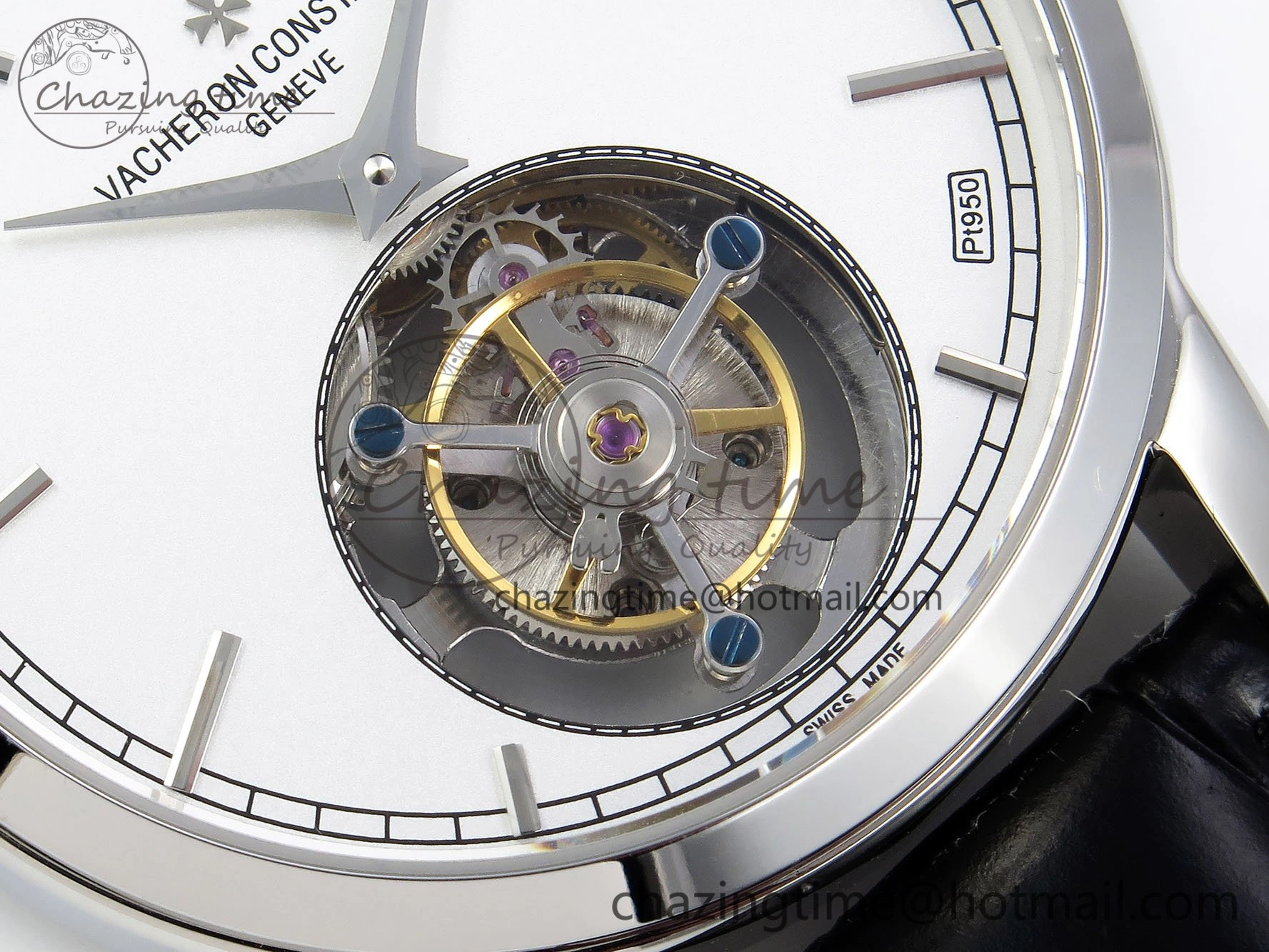 SmartChoice Traditionnelle Tourbillon SS RMSF Best Edition White Dial on Black Leather Strap 9861