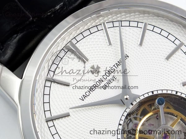 UrbanChic Traditionnelle Tourbillon SS RMSF Best Edition White Textured Dial on Black Leather Strap 9859