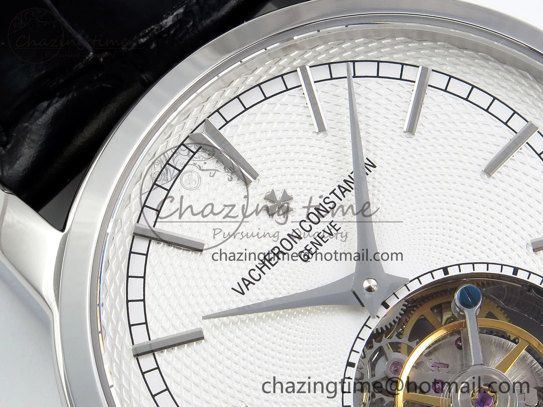 UrbanChic Traditionnelle Tourbillon SS RMSF Best Edition White Textured Dial on Black Leather Strap 9859