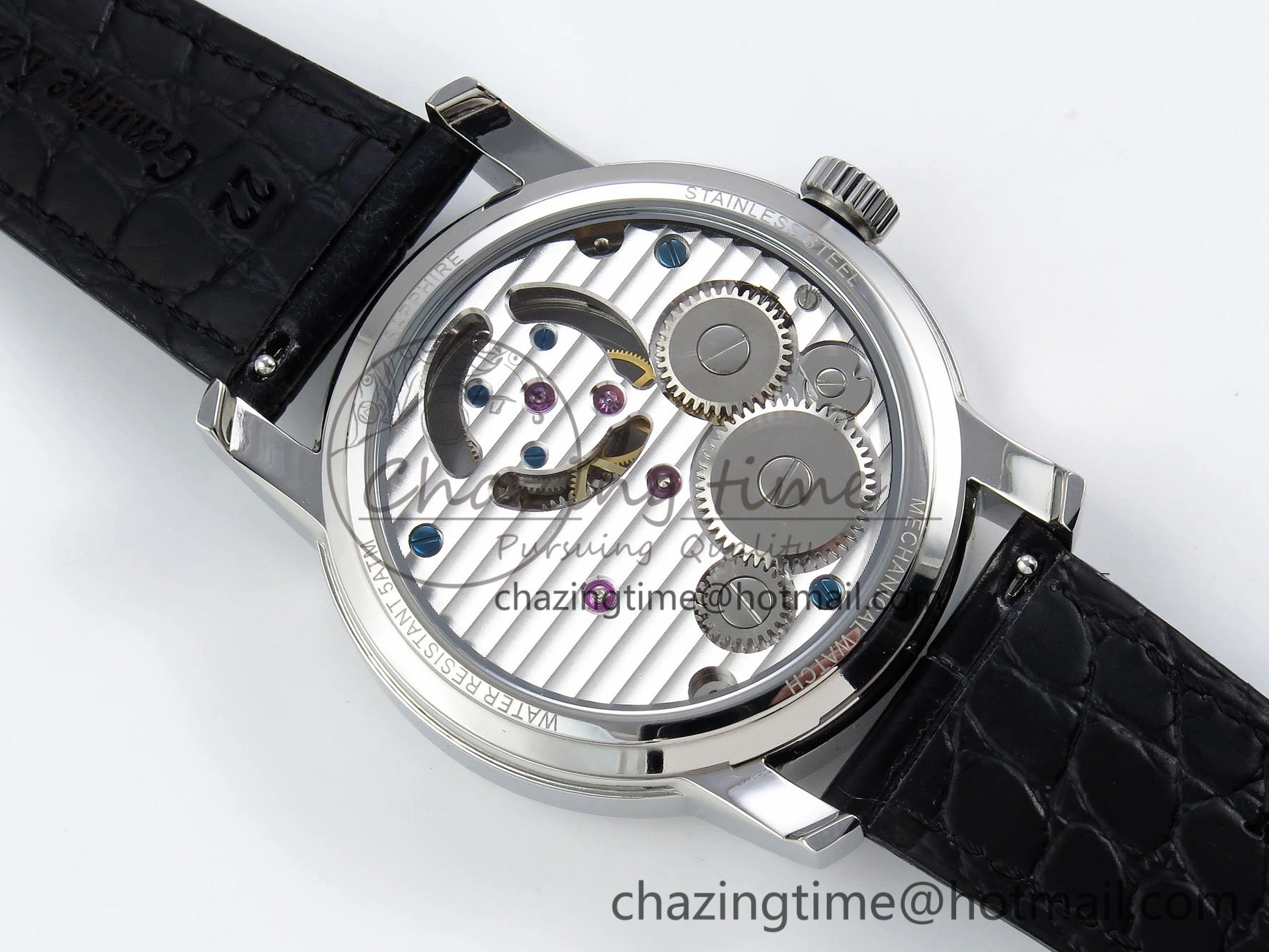 UrbanChic Traditionnelle Tourbillon SS RMSF Best Edition White Textured Dial on Black Leather Strap 9859