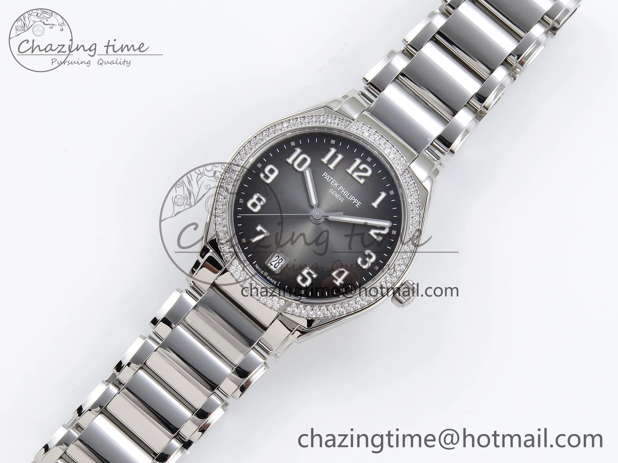 Twenty~4 7300 1200A SS PPF 1:1 Best Edition Gray Dial on SS Bracelet A324 Super Clone Flexible 8764