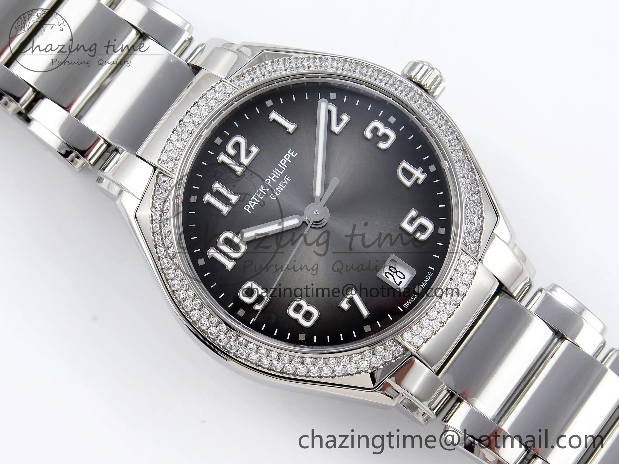 Twenty~4 7300 1200A SS PPF 1:1 Best Edition Gray Dial on SS Bracelet A324 Super Clone Flexible 8764