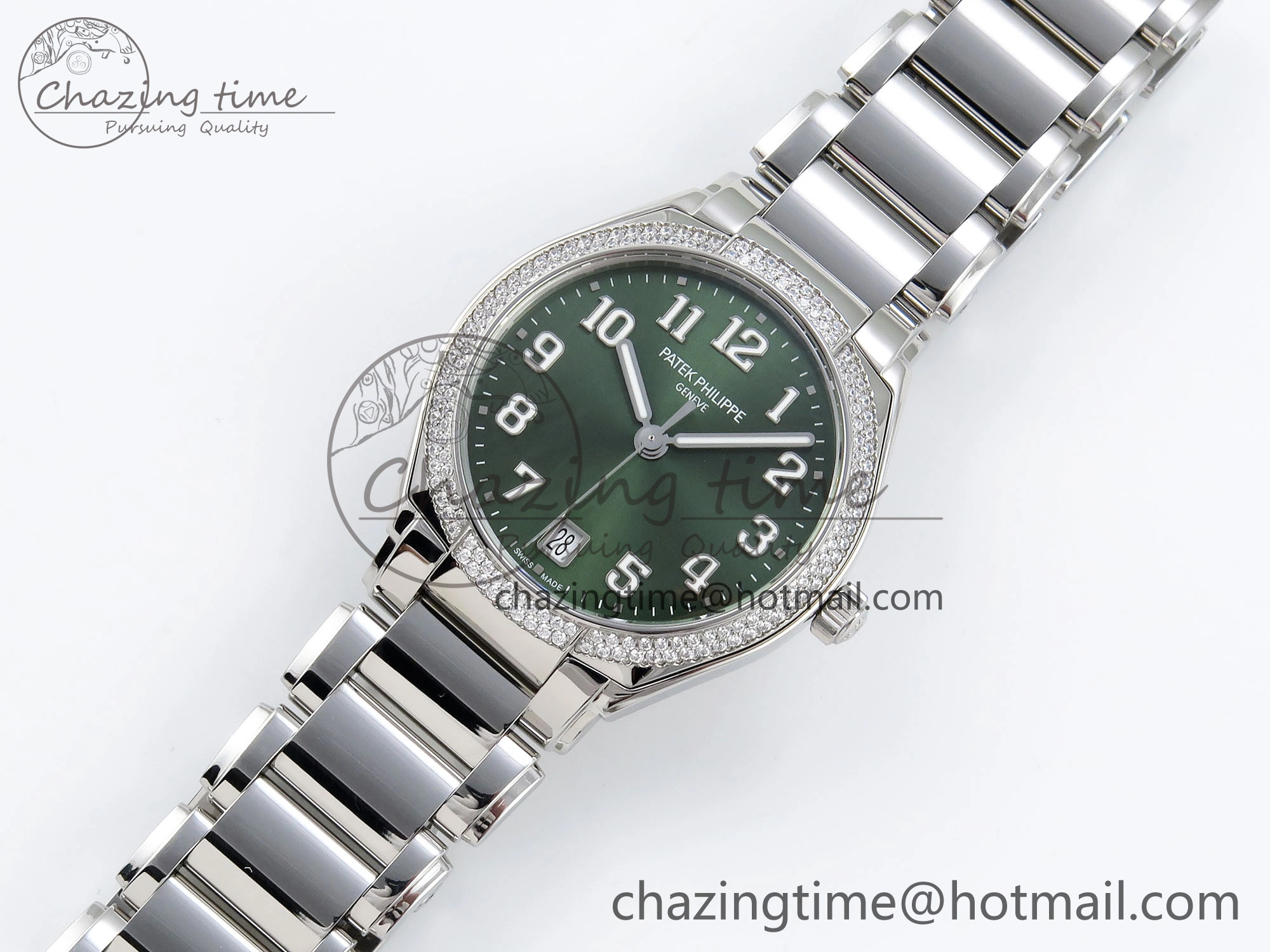 WrinkleFree Twenty~4 7300 1200A SS PPF 1:1 Best Edition Green Dial on SS Bracelet A324 Super Clone 8766