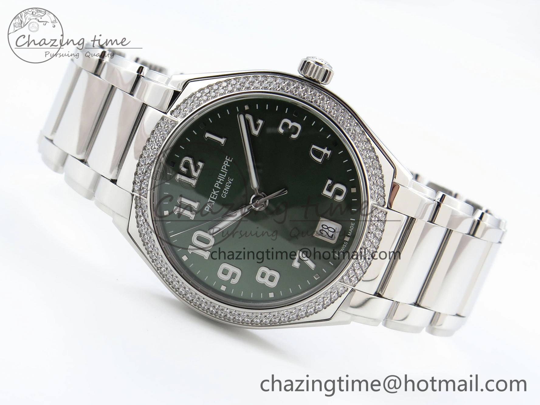 WrinkleFree Twenty~4 7300 1200A SS PPF 1:1 Best Edition Green Dial on SS Bracelet A324 Super Clone 8766