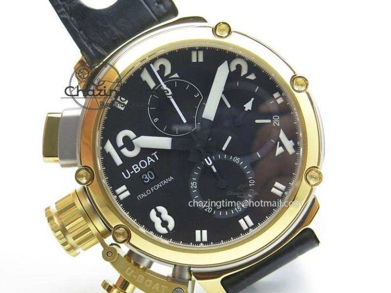 Compact U-51 Chimera Watch Limited Edition SS YG Black Dial on Black Leather Strap A 9800