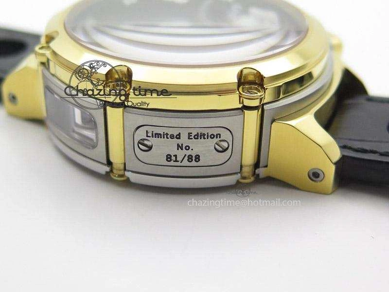 Compact U-51 Chimera Watch Limited Edition SS YG Black Dial on Black Leather Strap A 9800