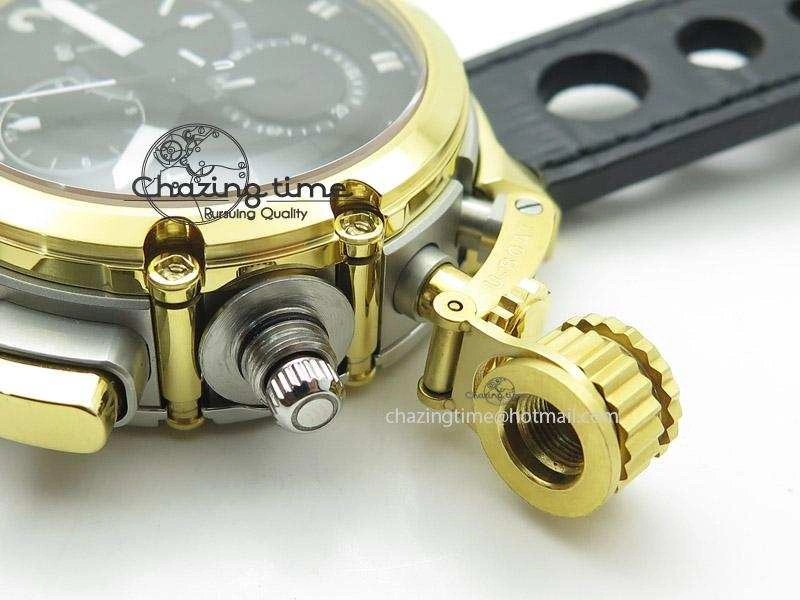 Compact U-51 Chimera Watch Limited Edition SS YG Black Dial on Black Leather Strap A 9800
