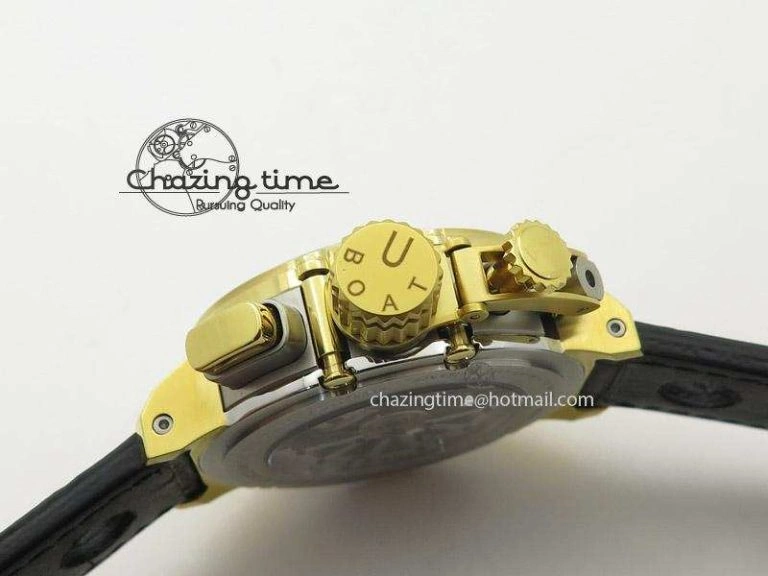 Compact U-51 Chimera Watch Limited Edition SS YG Black Dial on Black Leather Strap A 9800