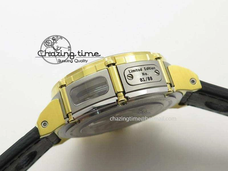 Compact U-51 Chimera Watch Limited Edition SS YG Black Dial on Black Leather Strap A 9800