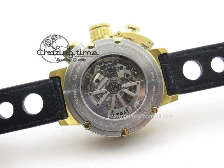 Compact U-51 Chimera Watch Limited Edition SS YG Black Dial on Black Leather Strap A 9800