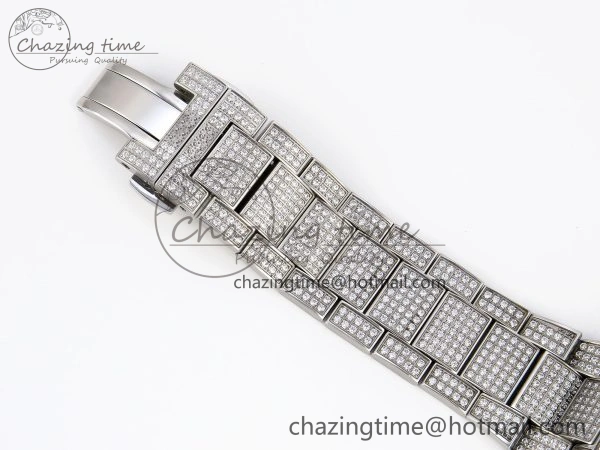 Contemporary VANGUARD SS BLACK FULL DIAMONDS ABF BEST EDITION DIAMONDS BLUE DIAL ON DIAMONDS BRACELET A 6506