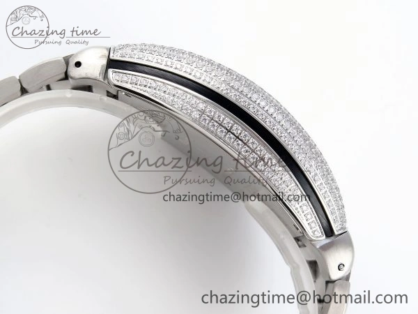 Contemporary VANGUARD SS BLACK FULL DIAMONDS ABF BEST EDITION DIAMONDS BLUE DIAL ON DIAMONDS BRACELET A 6506