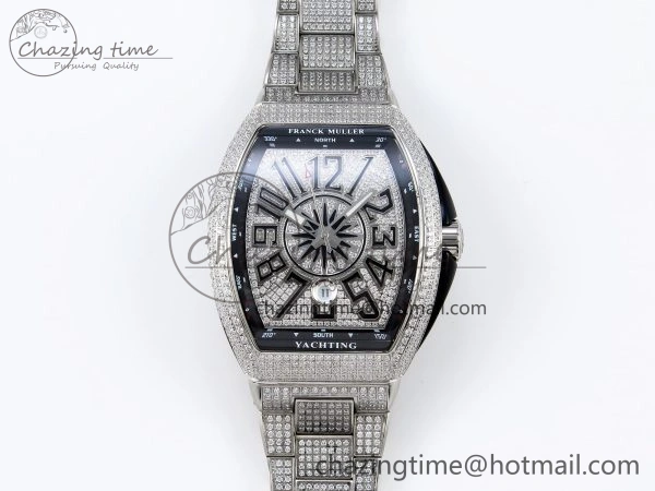 Contemporary VANGUARD SS BLACK FULL DIAMONDS ABF BEST EDITION DIAMONDS BLUE DIAL ON DIAMONDS BRACELET A 6506