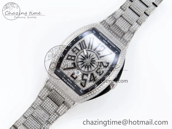 Contemporary VANGUARD SS BLACK FULL DIAMONDS ABF BEST EDITION DIAMONDS BLUE DIAL ON DIAMONDS BRACELET A 6506