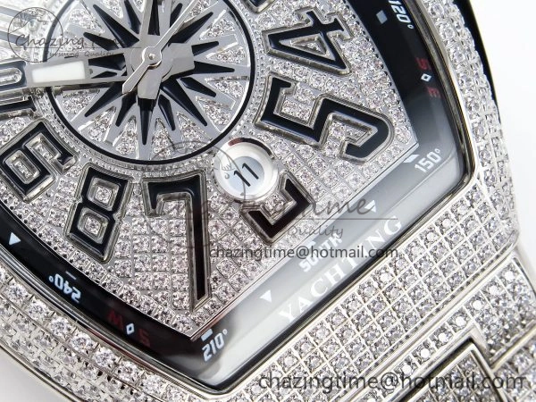 Contemporary VANGUARD SS BLACK FULL DIAMONDS ABF BEST EDITION DIAMONDS BLUE DIAL ON DIAMONDS BRACELET A 6506
