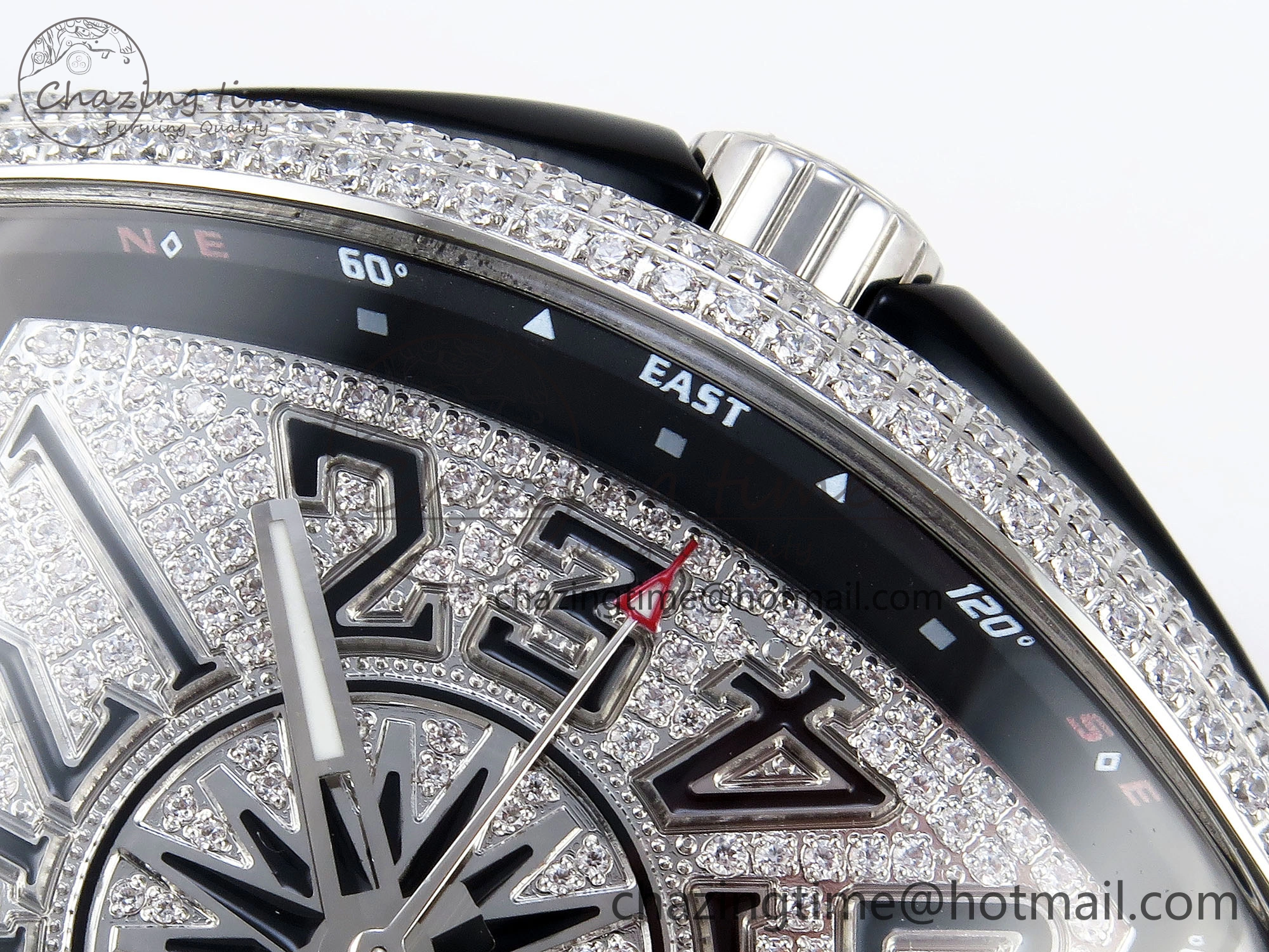Contemporary VANGUARD SS BLACK FULL DIAMONDS ABF BEST EDITION DIAMONDS BLUE DIAL ON DIAMONDS BRACELET A 6506