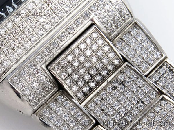 Contemporary VANGUARD SS BLACK FULL DIAMONDS ABF BEST EDITION DIAMONDS BLUE DIAL ON DIAMONDS BRACELET A 6506