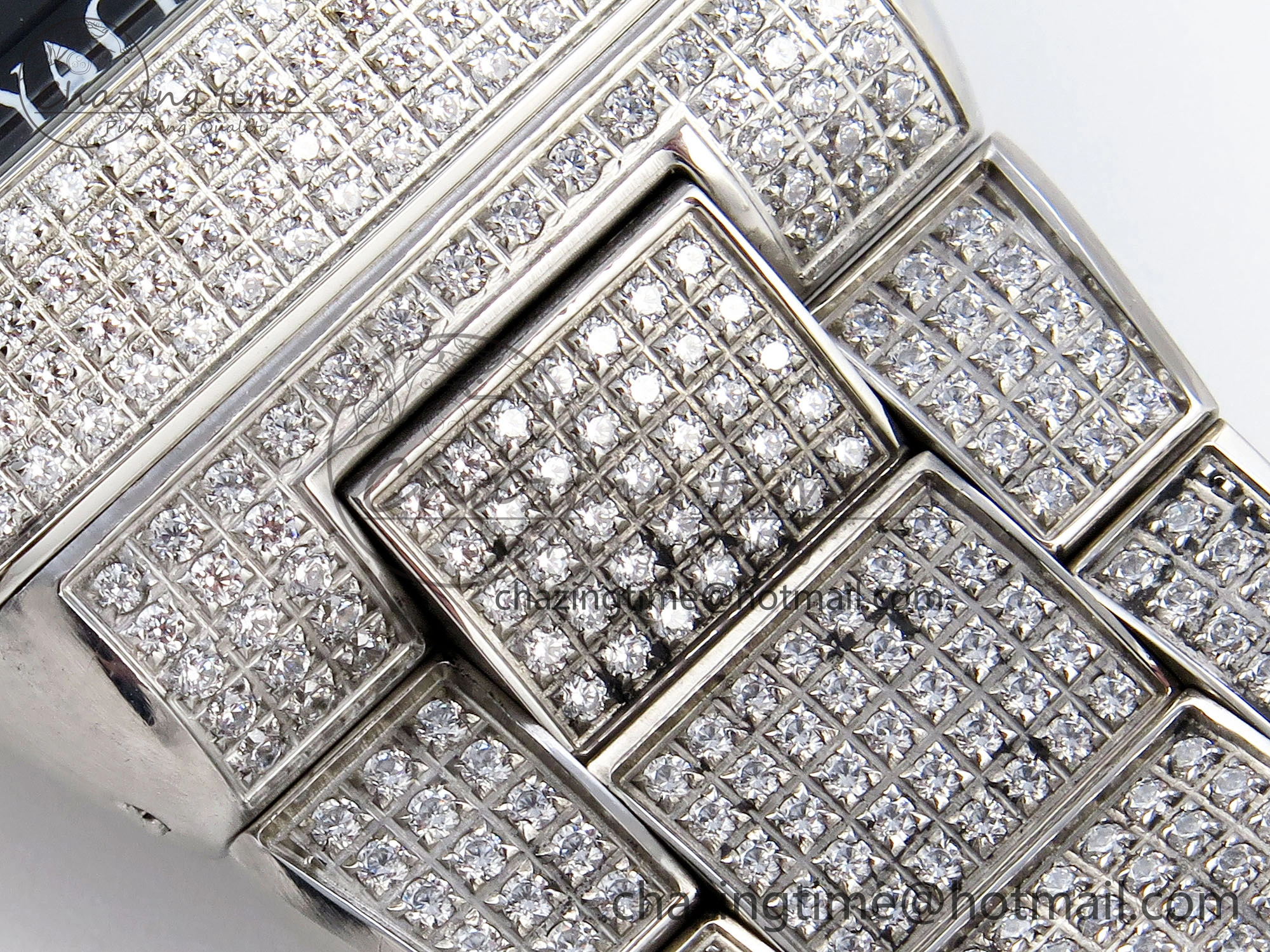 Contemporary VANGUARD SS BLACK FULL DIAMONDS ABF BEST EDITION DIAMONDS BLUE DIAL ON DIAMONDS BRACELET A 6506