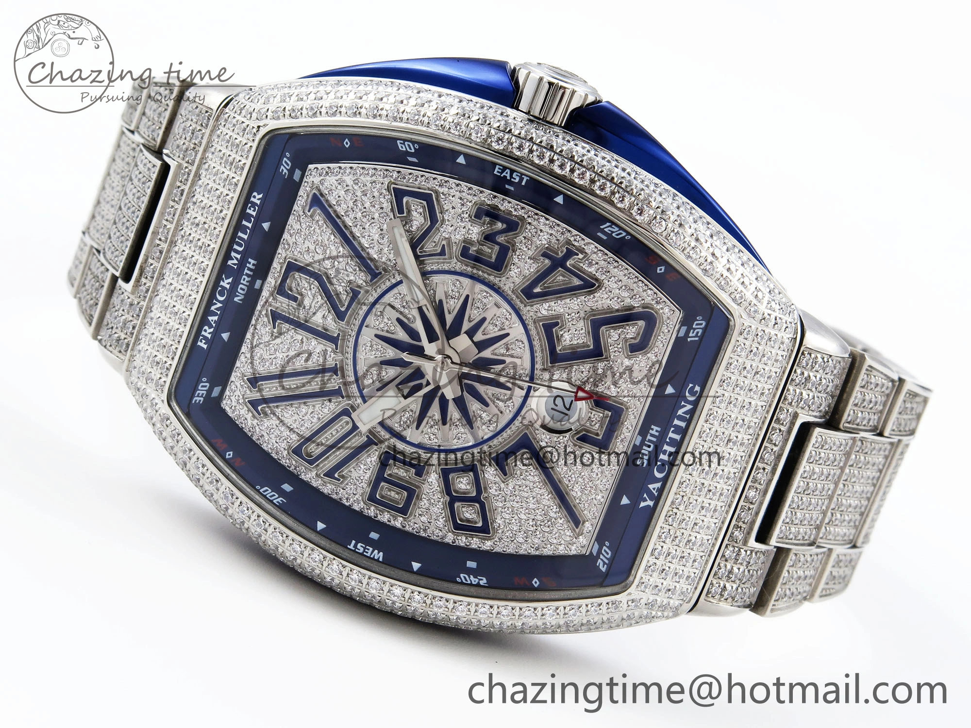VANGUARD SS BLUE FULL DIAMONDS ABF BEST EDITION DIAMONDS BLUE DIAL ON DIAMONDS BRACELET A Durable 6511