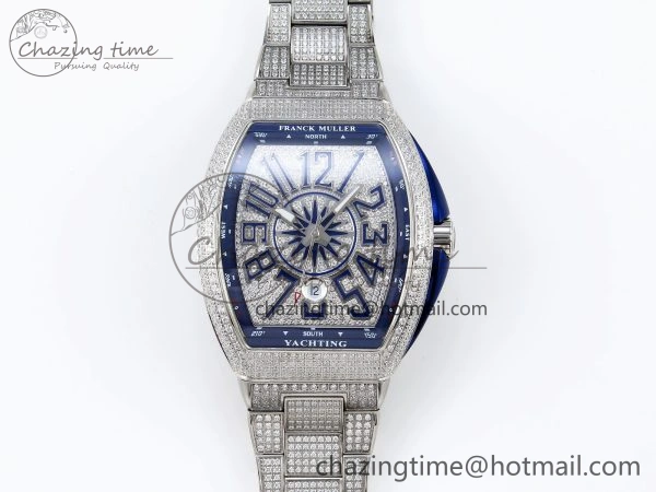 VANGUARD SS BLUE FULL DIAMONDS ABF BEST EDITION DIAMONDS BLUE DIAL ON DIAMONDS BRACELET A Durable 6511