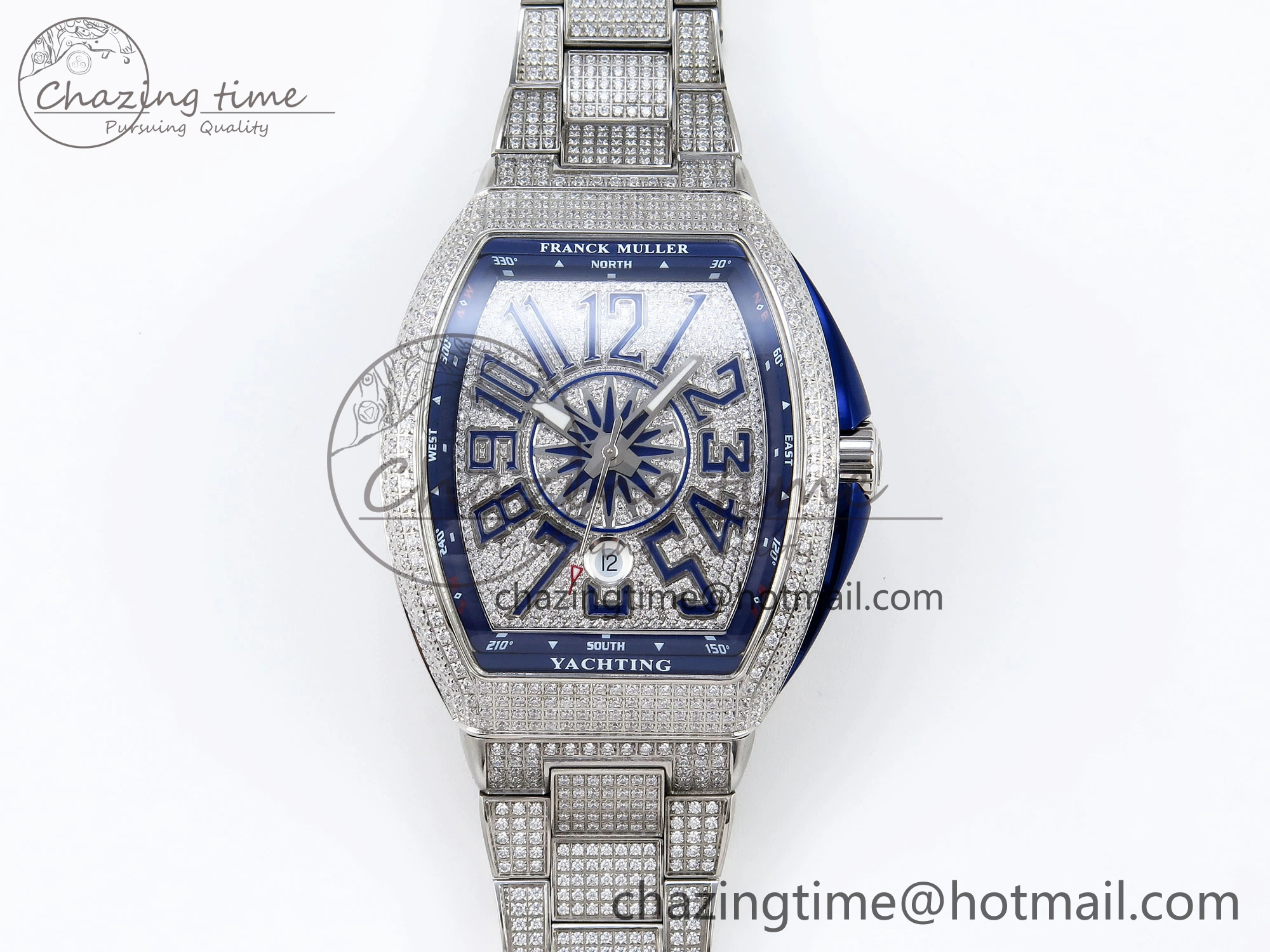 VANGUARD SS BLUE FULL DIAMONDS ABF BEST EDITION DIAMONDS BLUE DIAL ON DIAMONDS BRACELET A Durable 6511