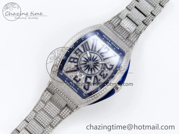 VANGUARD SS BLUE FULL DIAMONDS ABF BEST EDITION DIAMONDS BLUE DIAL ON DIAMONDS BRACELET A Durable 6511