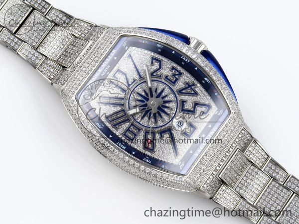 VANGUARD SS BLUE FULL DIAMONDS ABF BEST EDITION DIAMONDS BLUE DIAL ON DIAMONDS BRACELET A Durable 6511