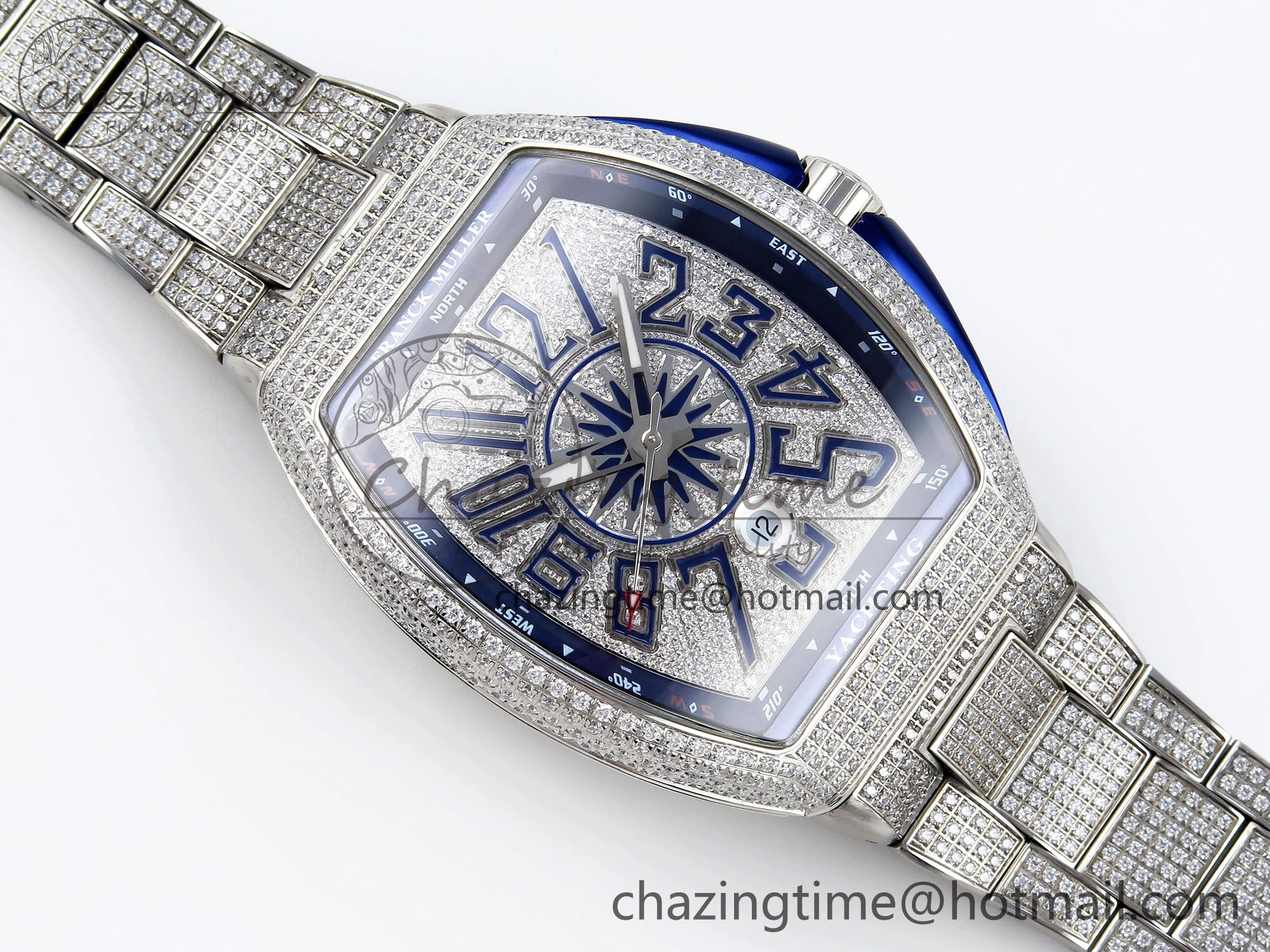 VANGUARD SS BLUE FULL DIAMONDS ABF BEST EDITION DIAMONDS BLUE DIAL ON DIAMONDS BRACELET A Durable 6511
