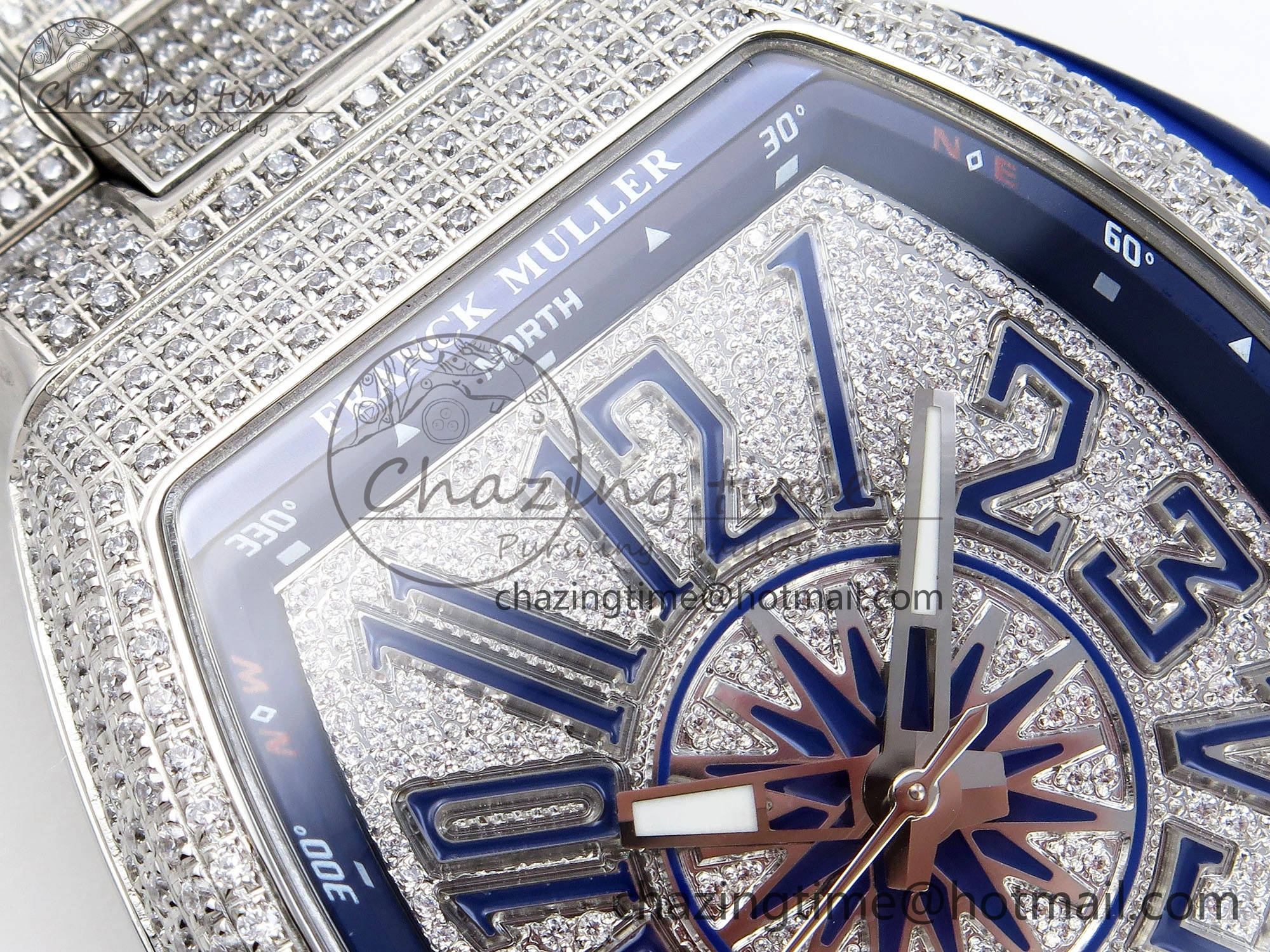 VANGUARD SS BLUE FULL DIAMONDS ABF BEST EDITION DIAMONDS BLUE DIAL ON DIAMONDS BRACELET A Durable 6511