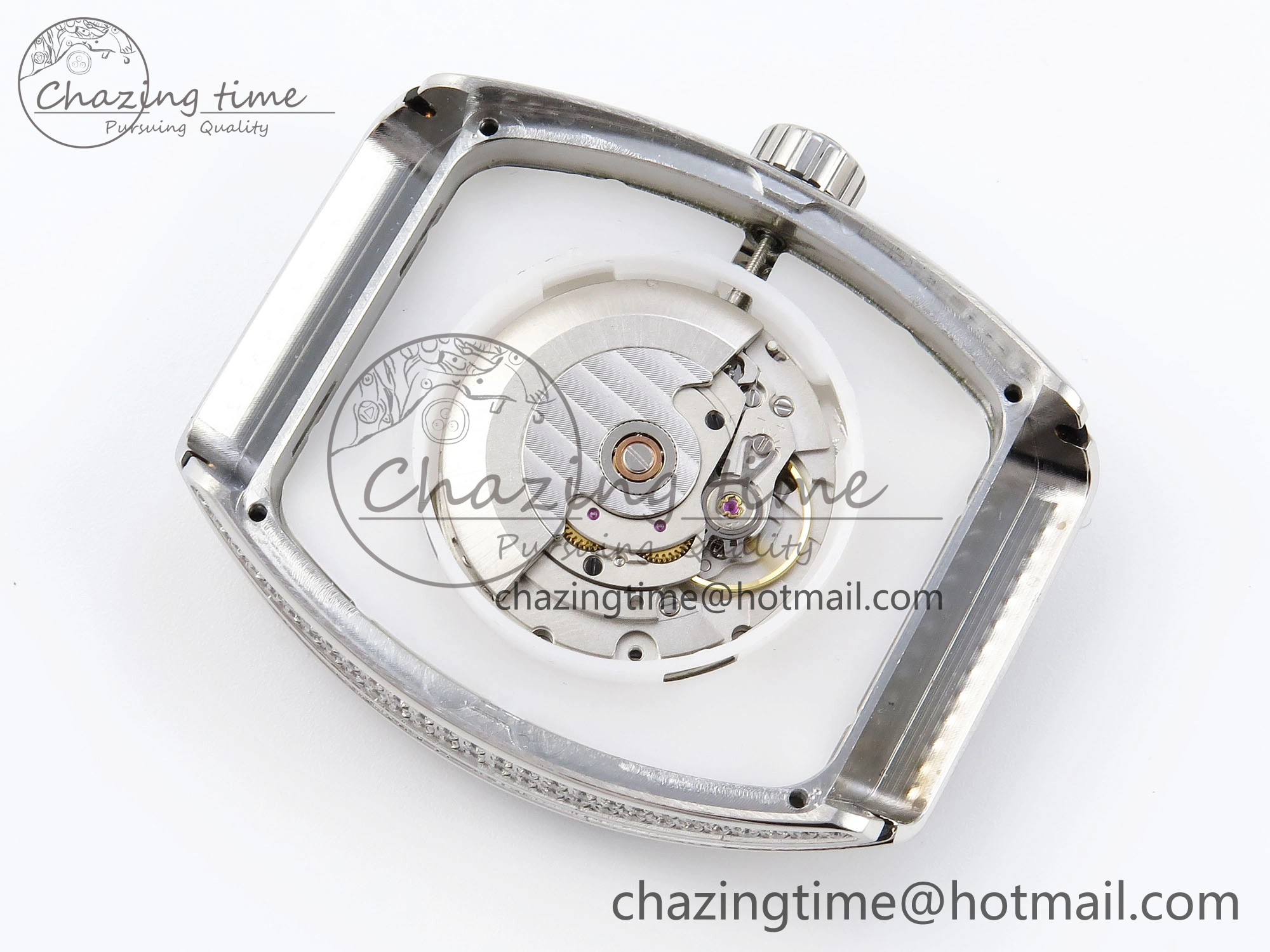 HighPerformance VANGUARD SS FULL DIAMONDS ABF BEST EDITION DIAMONDS BLACK DIAL ON DIAMONDS BRACELET A 6510
