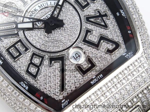 HighPerformance VANGUARD SS FULL DIAMONDS ABF BEST EDITION DIAMONDS BLACK DIAL ON DIAMONDS BRACELET A 6510