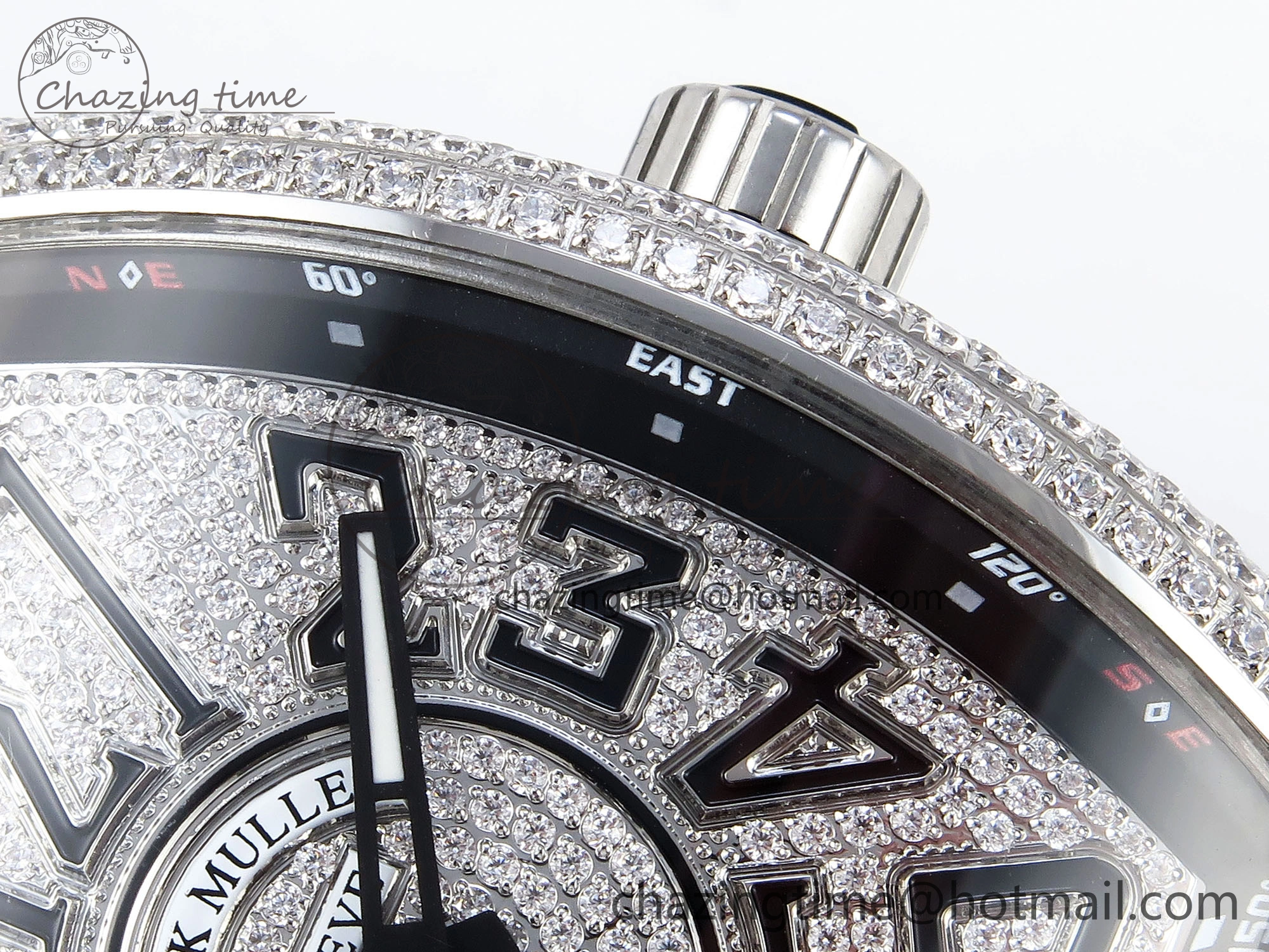 HighPerformance VANGUARD SS FULL DIAMONDS ABF BEST EDITION DIAMONDS BLACK DIAL ON DIAMONDS BRACELET A 6510