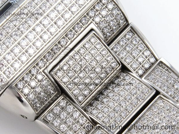 HighPerformance VANGUARD SS FULL DIAMONDS ABF BEST EDITION DIAMONDS BLACK DIAL ON DIAMONDS BRACELET A 6510