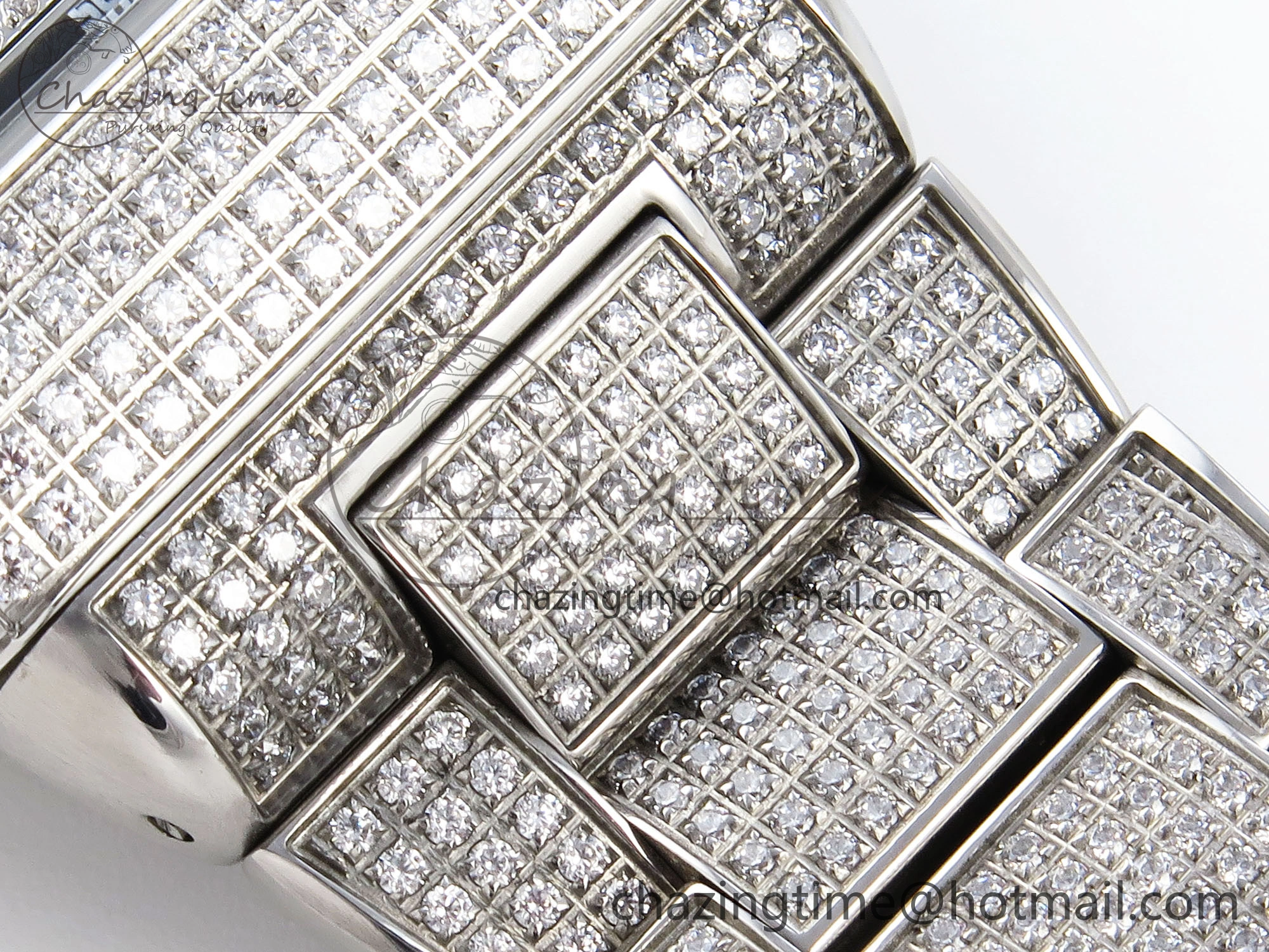HighPerformance VANGUARD SS FULL DIAMONDS ABF BEST EDITION DIAMONDS BLACK DIAL ON DIAMONDS BRACELET A 6510