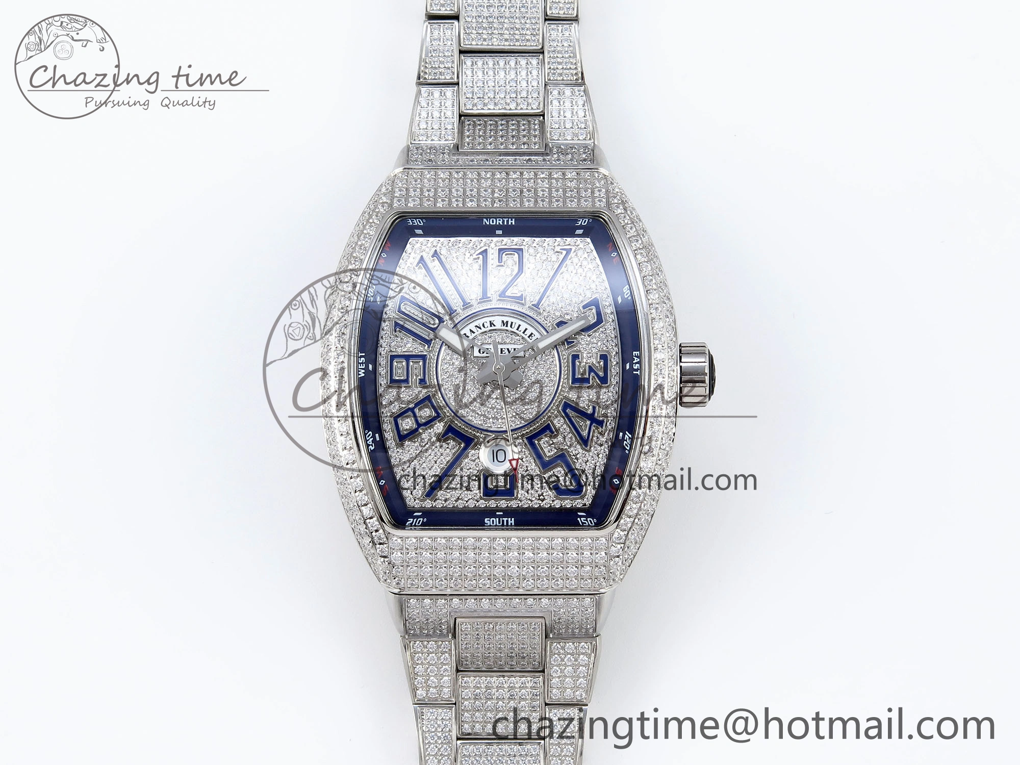 SoftTouch VANGUARD SS FULL DIAMONDS ABF BEST EDITION DIAMONDS BLUE DIAL ON DIAMONDS BRACELET A 6509