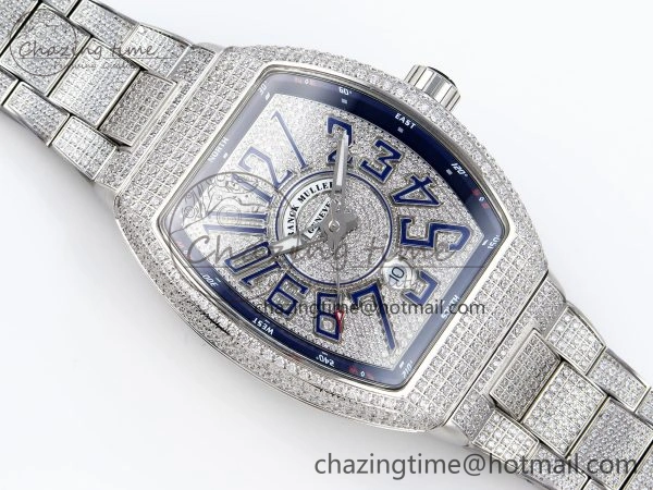 SoftTouch VANGUARD SS FULL DIAMONDS ABF BEST EDITION DIAMONDS BLUE DIAL ON DIAMONDS BRACELET A 6509