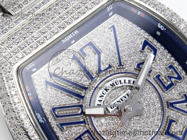 SoftTouch VANGUARD SS FULL DIAMONDS ABF BEST EDITION DIAMONDS BLUE DIAL ON DIAMONDS BRACELET A 6509