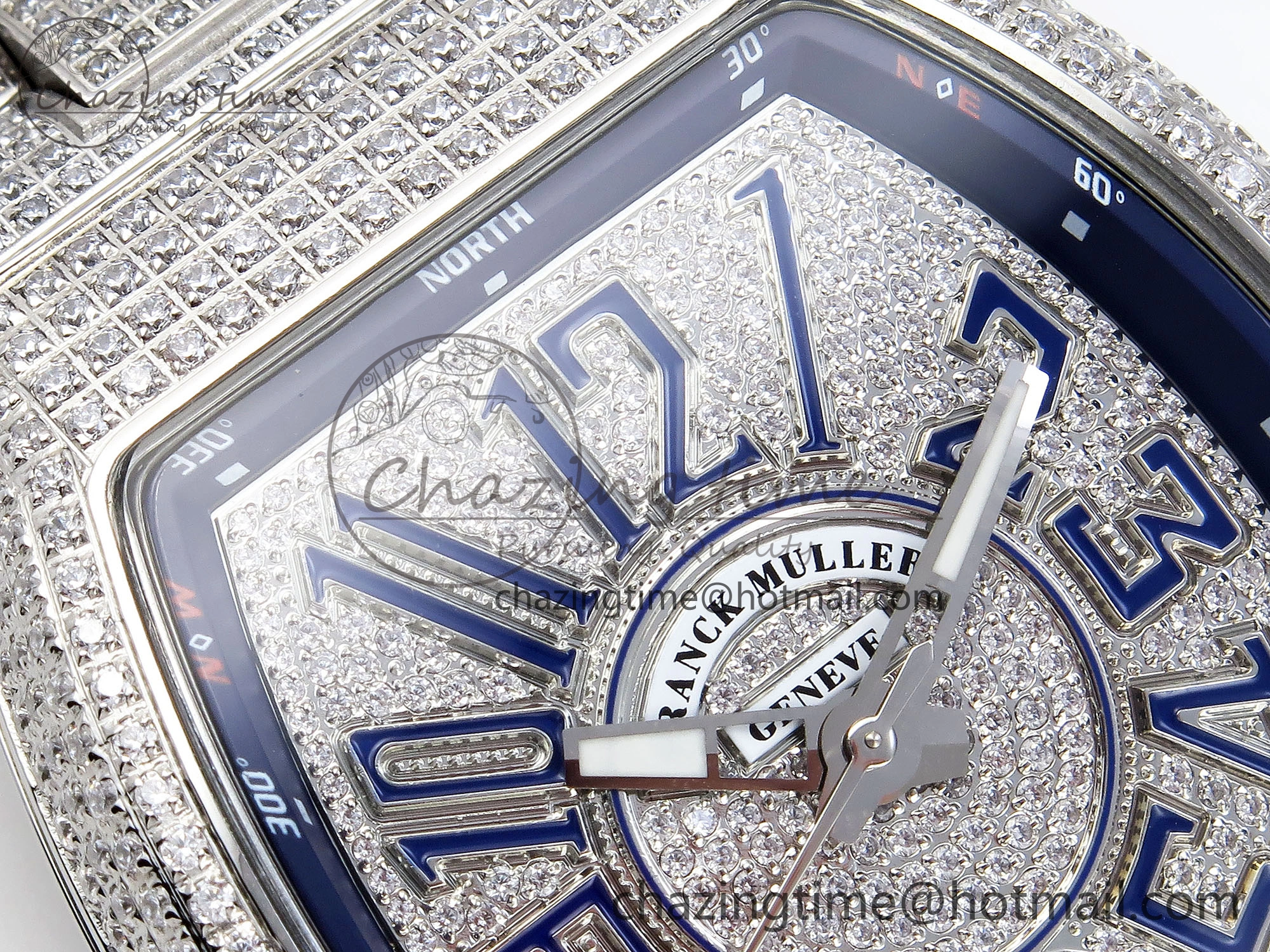 SoftTouch VANGUARD SS FULL DIAMONDS ABF BEST EDITION DIAMONDS BLUE DIAL ON DIAMONDS BRACELET A 6509