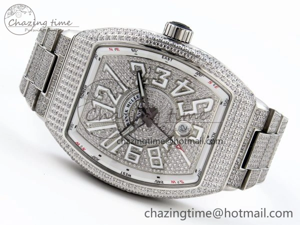 Sustainable VANGUARD SS FULL DIAMONDS ABF BEST EDITION DIAMONDS WHITE DIAL ON DIAMONDS BRACELET A 6508