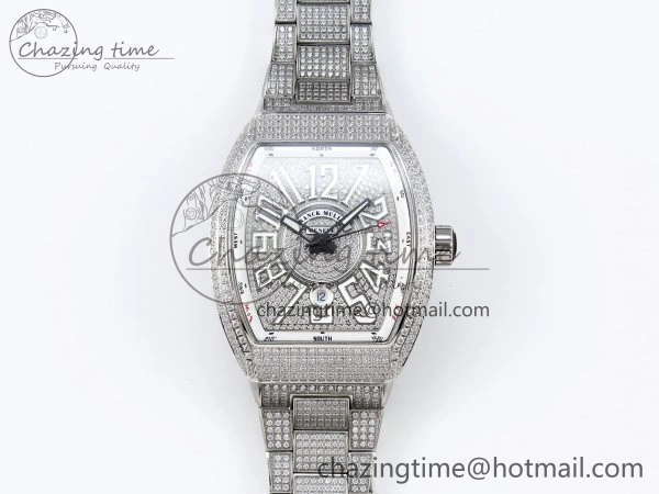 Sustainable VANGUARD SS FULL DIAMONDS ABF BEST EDITION DIAMONDS WHITE DIAL ON DIAMONDS BRACELET A 6508