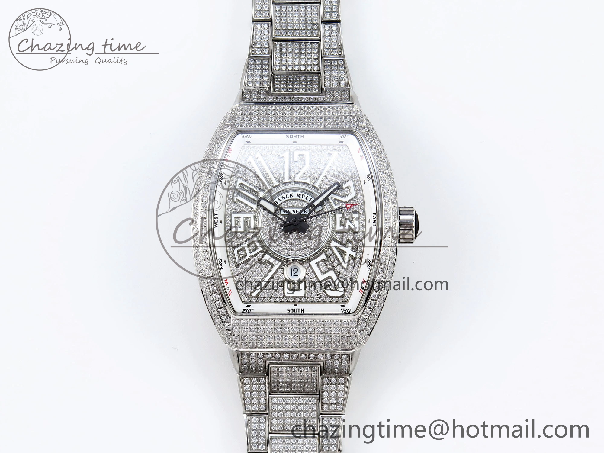 Sustainable VANGUARD SS FULL DIAMONDS ABF BEST EDITION DIAMONDS WHITE DIAL ON DIAMONDS BRACELET A 6508
