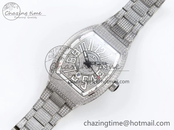 Sustainable VANGUARD SS FULL DIAMONDS ABF BEST EDITION DIAMONDS WHITE DIAL ON DIAMONDS BRACELET A 6508